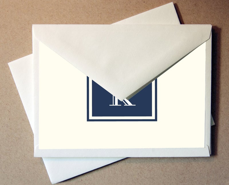 Little Notes by Comptime Monogram Stationery Note Cards - Monogram Thank You Cards (K) - Image 2